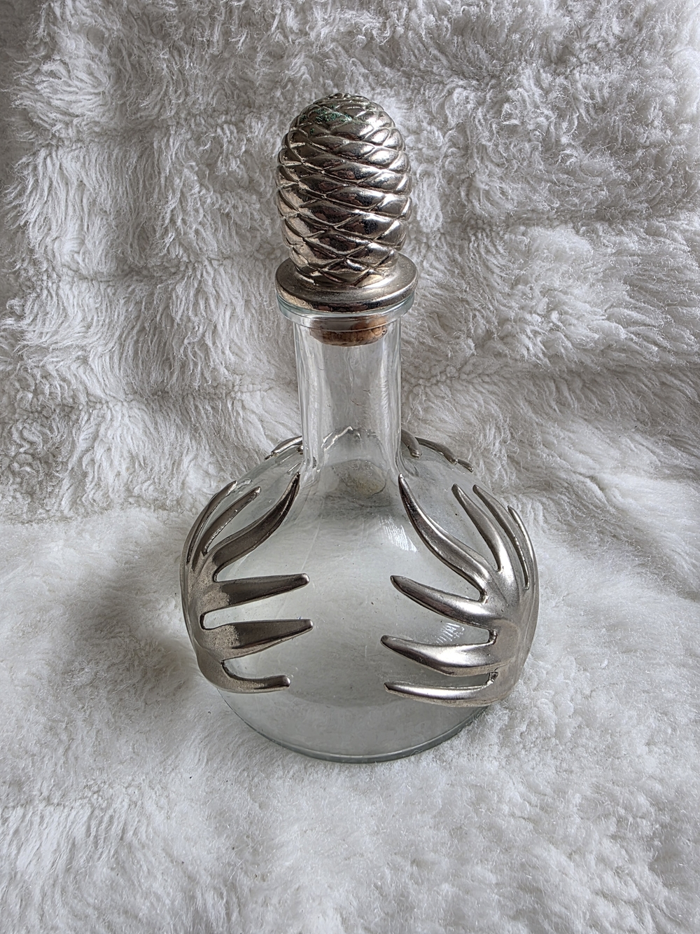 Vintage Don Julio Glass Decanter with Silver-Tone Pinecone Stopper Empty